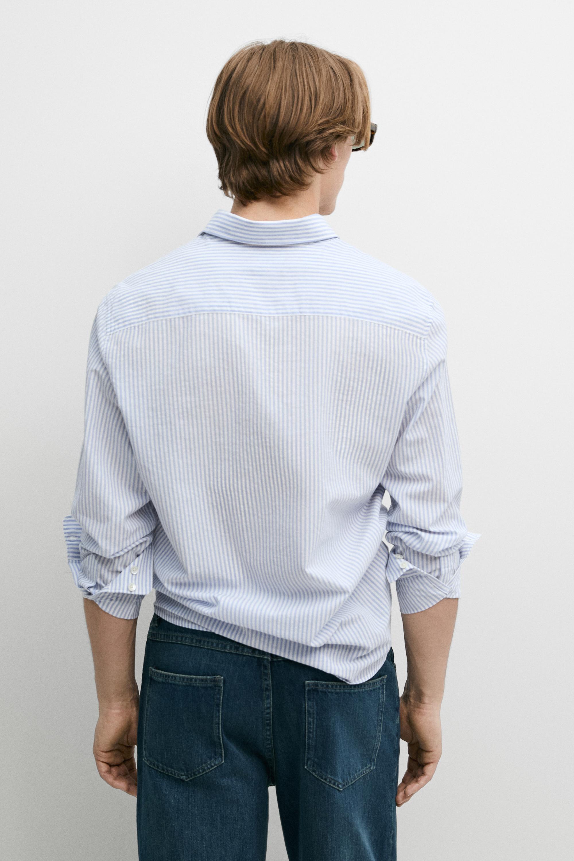 100% cotton regular fit striped shirt